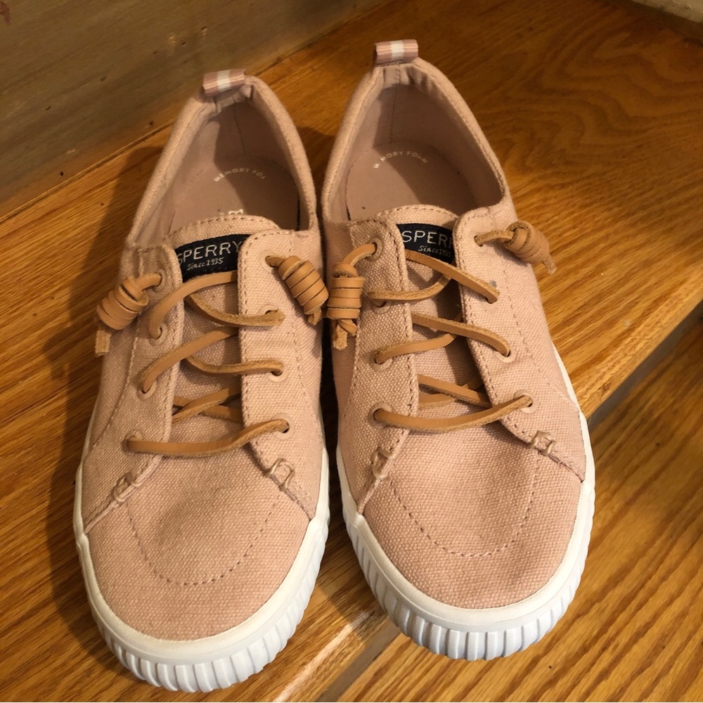 Sperry dusty rose size 7 boat shoes brown laces